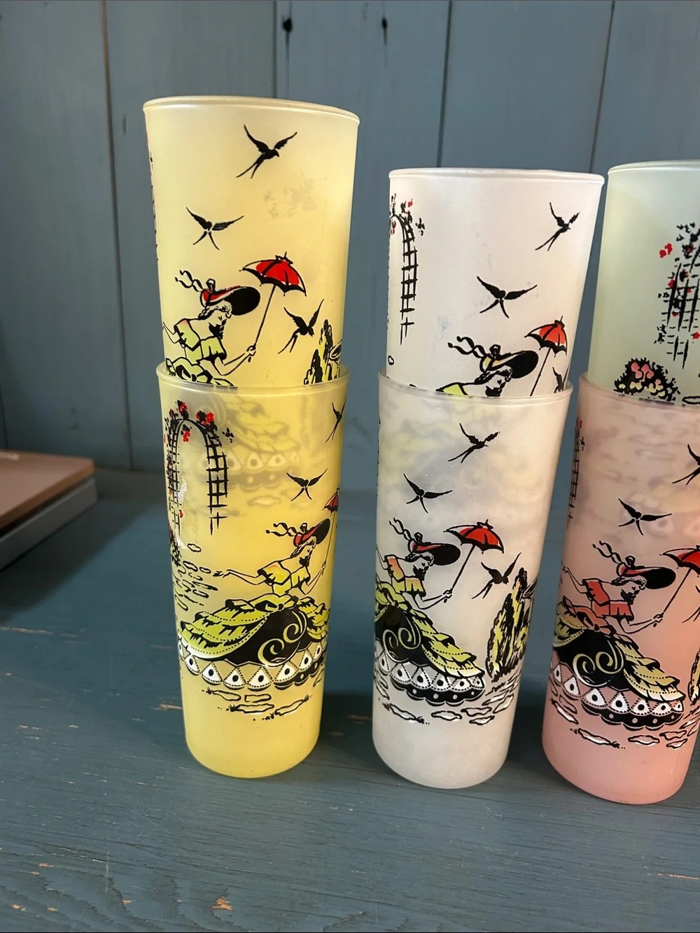 Libbey Pastel Countrygirl Glass Tumbler Set - Pink, Yellow, Cream, Light Green